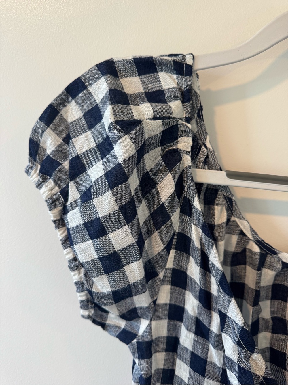 GAP x DÔEN 100% Linen Gingham Midi Dress (Navy) NWT - Picture 6 of 8
